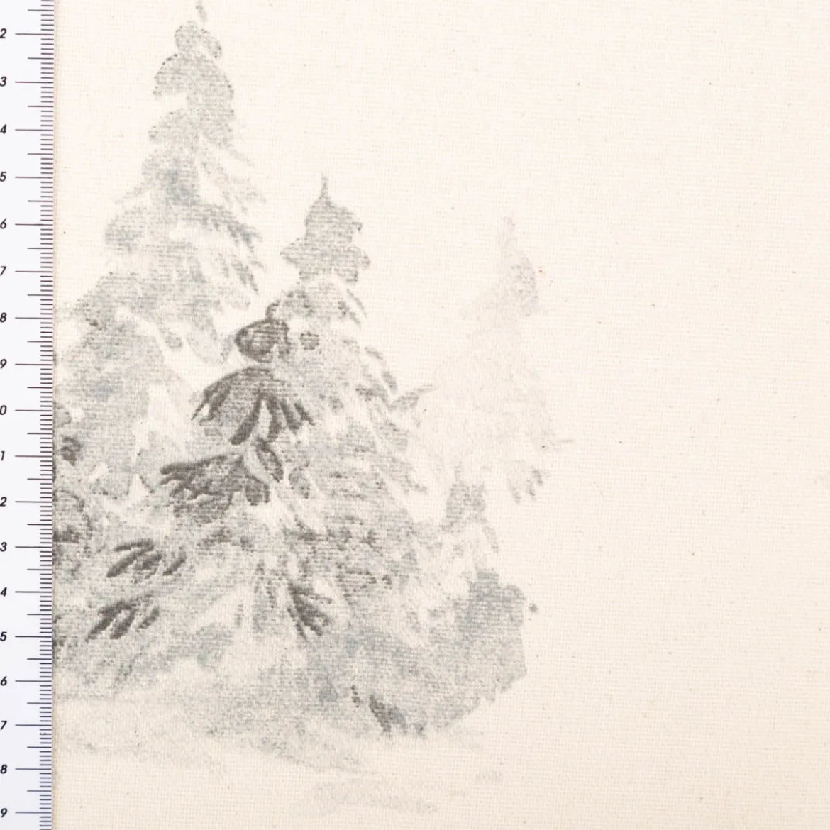 Baumwollstoff Dekostoff Halbpanama Hirsche Winterlandschaft ecru braun grau 150 cm
