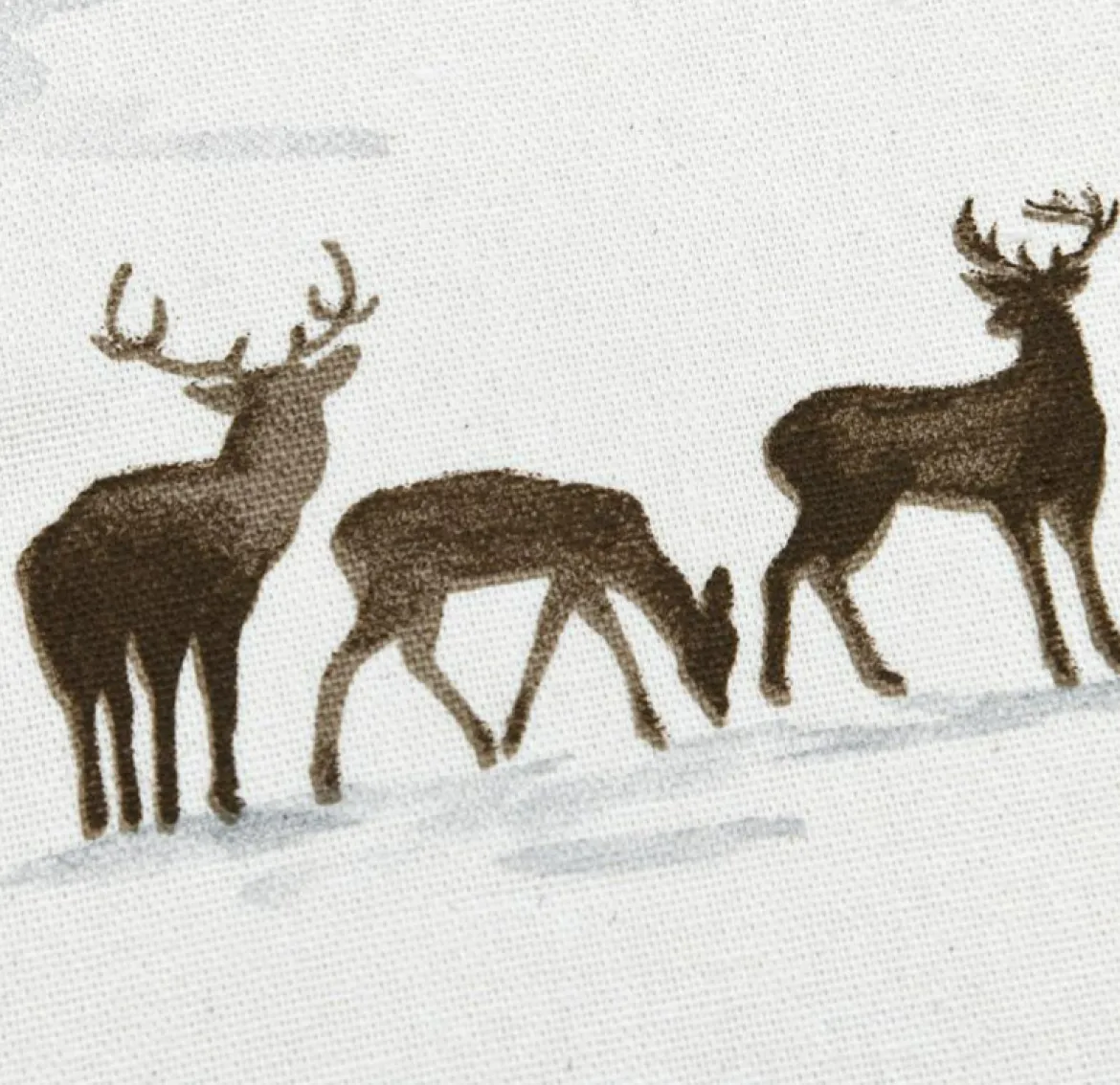 Baumwollstoff Dekostoff Halbpanama Hirsche Winterlandschaft ecru braun grau 150 cm