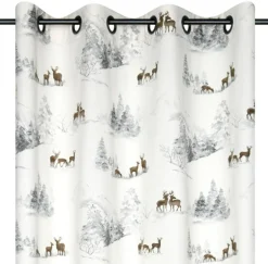 Baumwollstoff Dekostoff Halbpanama Hirsche Winterlandschaft ecru braun grau 150 cm