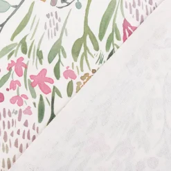 Baumwollstoff Dekostoff Halbpanama Digitaldruck Aquarell Blumen weiß rosa grün 1,40m Breite