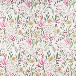 Baumwollstoff Dekostoff Halbpanama Digitaldruck Aquarell Blumen weiß rosa grün 1,40m Breite