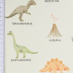 Baumwollstoff Dekostoff Halbpanama Digitaldruck Dinosaurier mintgrün bunt 1,40m Breite