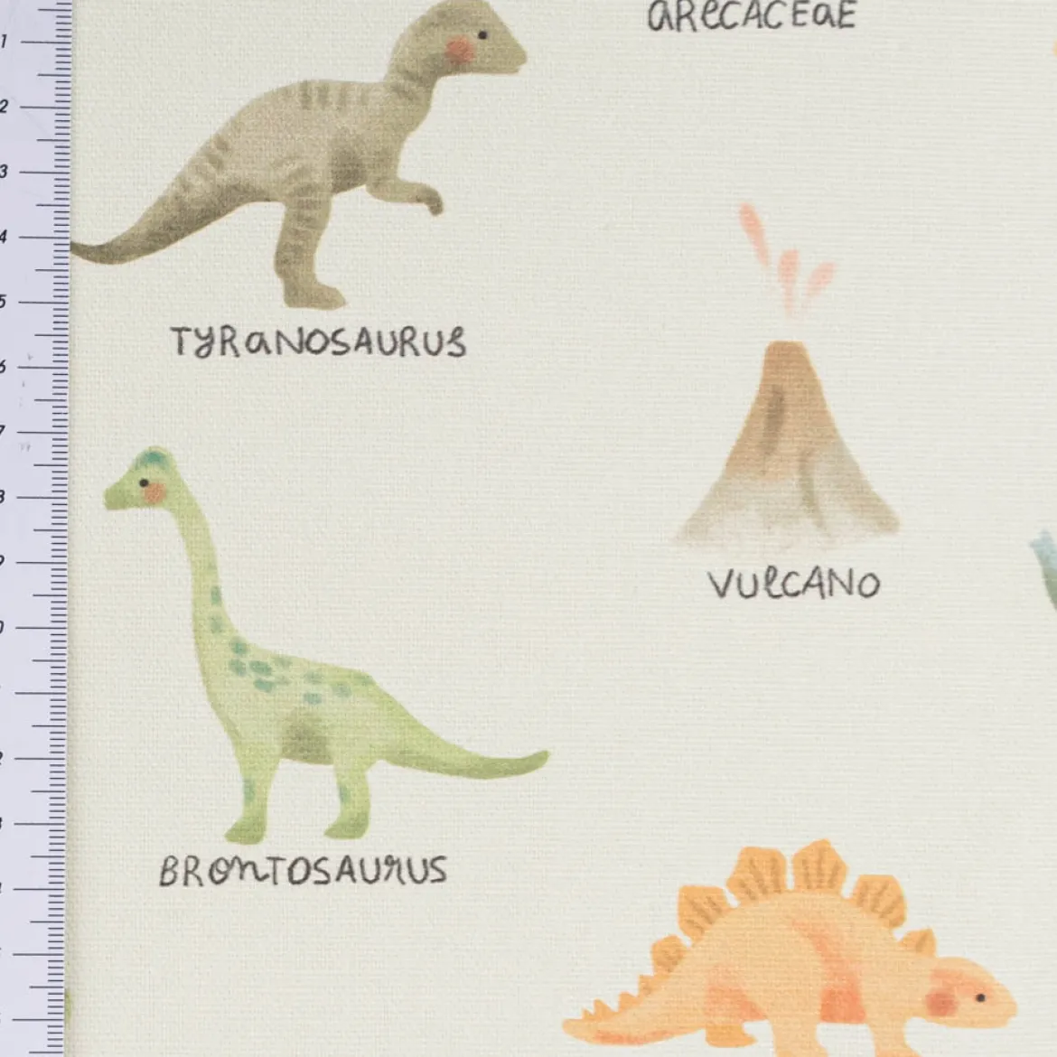 Baumwollstoff Dekostoff Halbpanama Digitaldruck Dinosaurier mintgrün bunt 1,40m Breite