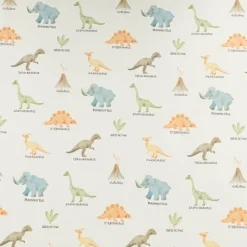 Baumwollstoff Dekostoff Halbpanama Digitaldruck Dinosaurier mintgrün bunt 1,40m Breite