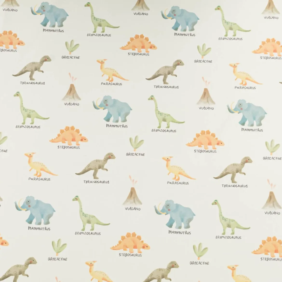 Baumwollstoff Dekostoff Halbpanama Digitaldruck Dinosaurier mintgrün bunt 1,40m Breite