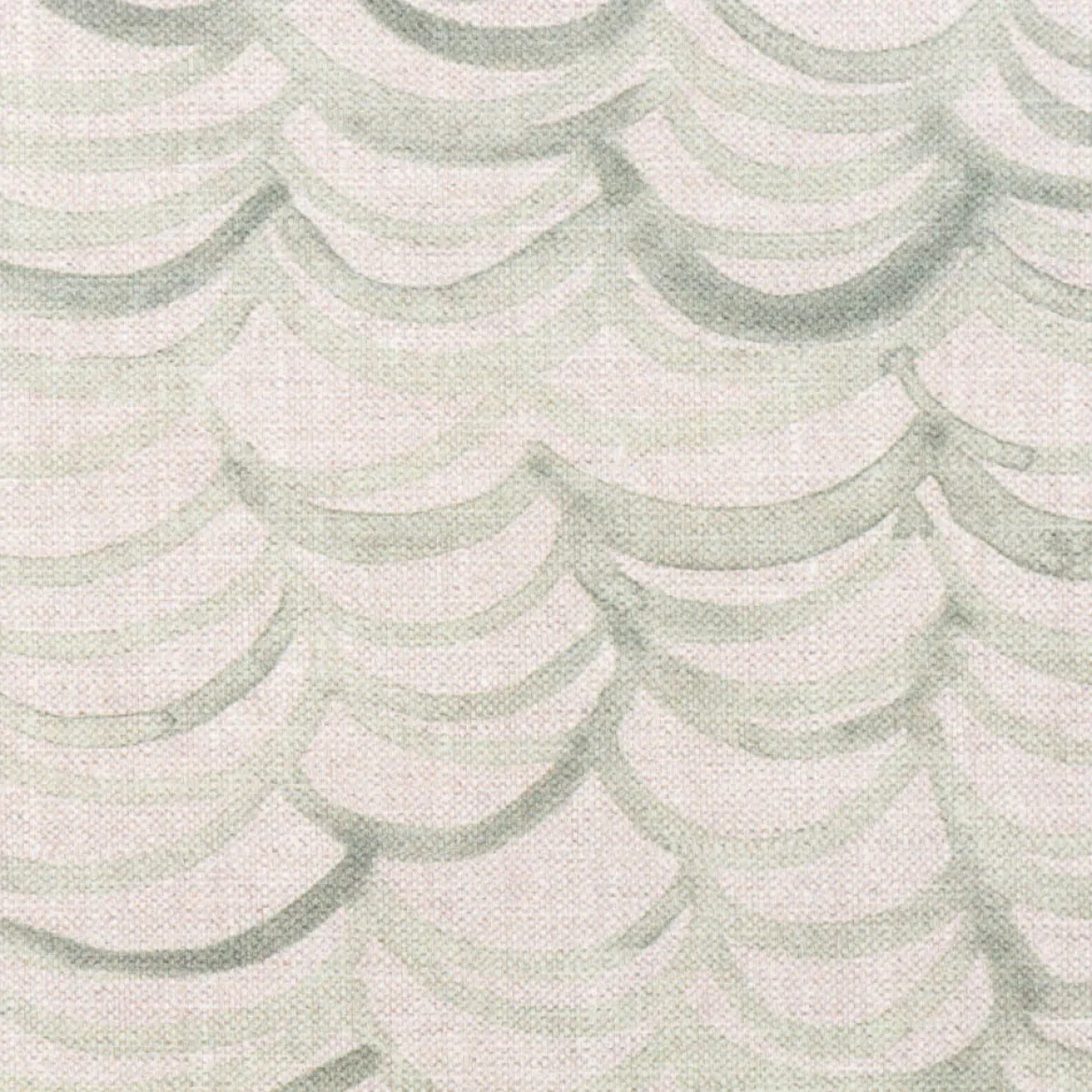 Baumwollstoff Dekostoff Halbpanama Digitaldruck Leinenlook Wellen natur grün 1,40m Breite