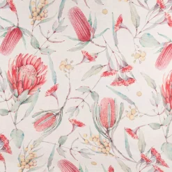 Baumwollstoff Dekostoff Halbpanama Digitaldruck Blumen natur rot grün 1,40m Breite