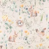 Baumwollstoff Dekostoff Halbpanama Digitaldruck Happy Spring Scene Frühling Ostern natur 1,40m Breite