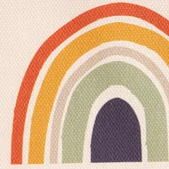 Baumwollstoff Dekostoff Halbpanama Digitaldruck Regenbogen und Sonnen beige bunt 1,40m Breite