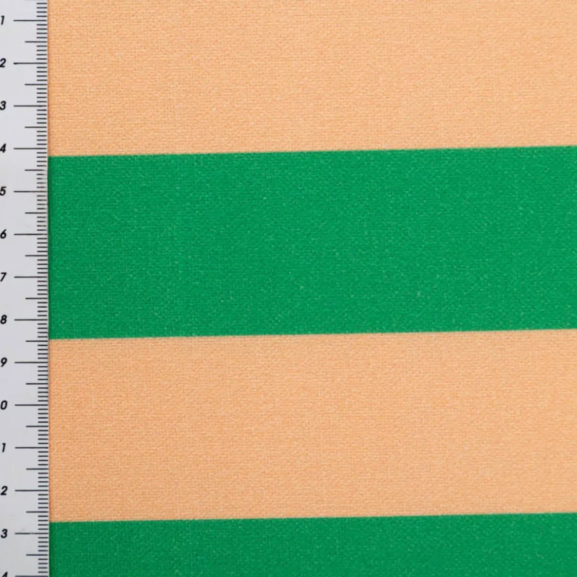 Baumwollstoff Dekostoff Halbpanama Digitaldruck Joyful Basic Stripe grün peach 1,40m Breite