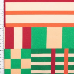 Baumwollstoff Dekostoff Halbpanama Digitaldruck Graphic Block Line rot grün 1,40m Breite