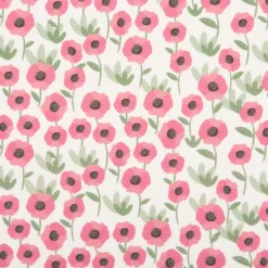 Baumwollstoff Dekostoff Halbpanama Digitaldruck Mini Blume weiß pink 1,40m Breite