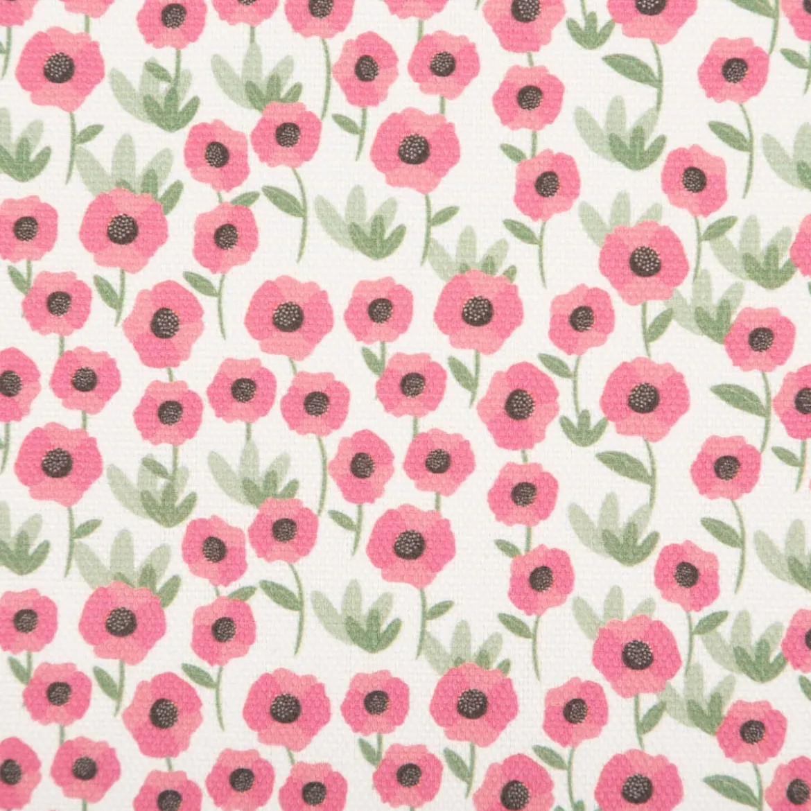 Baumwollstoff Dekostoff Halbpanama Digitaldruck Mini Blume weiß pink 1,40m Breite