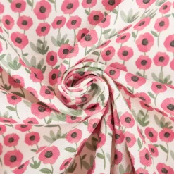 Baumwollstoff Dekostoff Halbpanama Digitaldruck Mini Blume weiß pink 1,40m Breite
