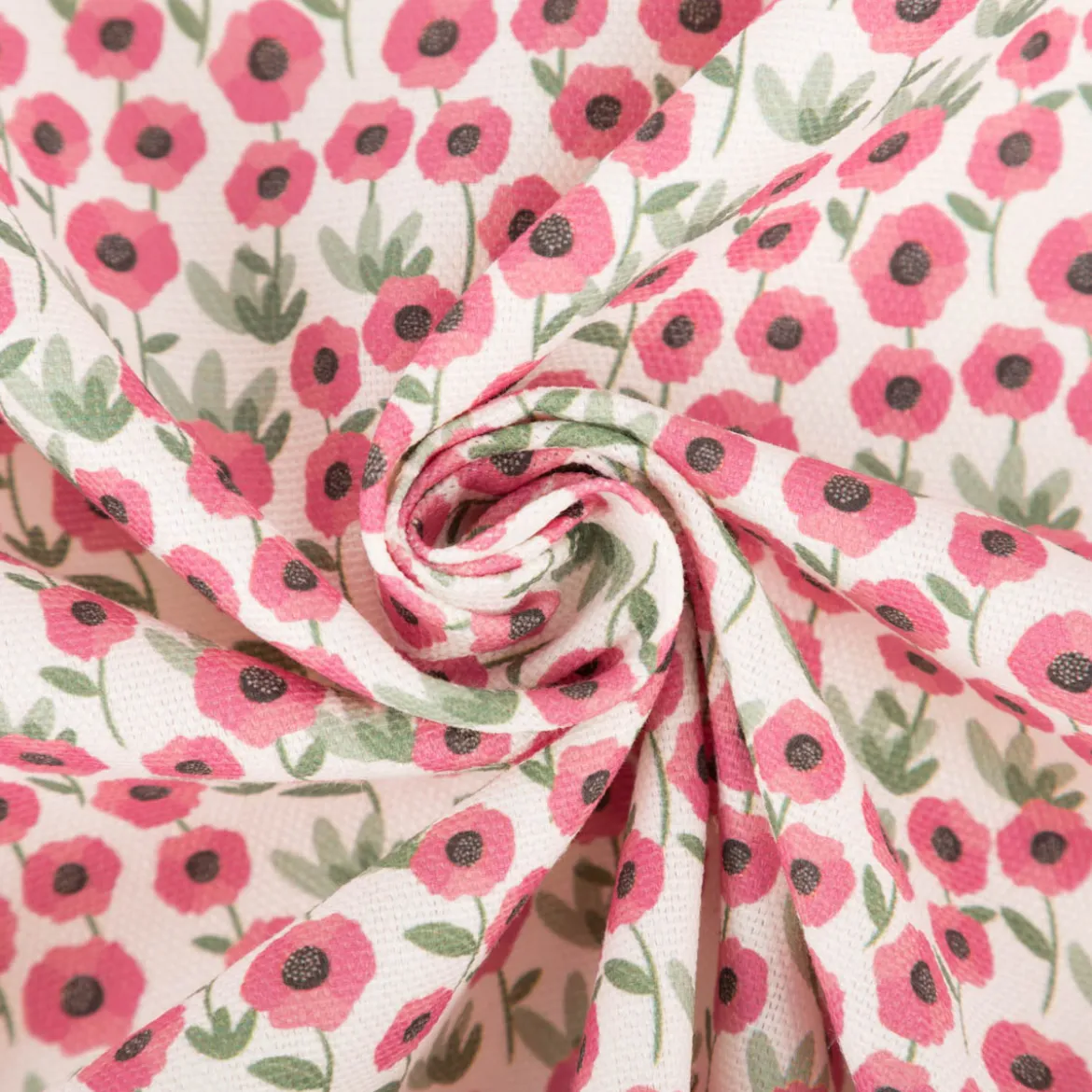 Baumwollstoff Dekostoff Halbpanama Digitaldruck Mini Blume weiß pink 1,40m Breite