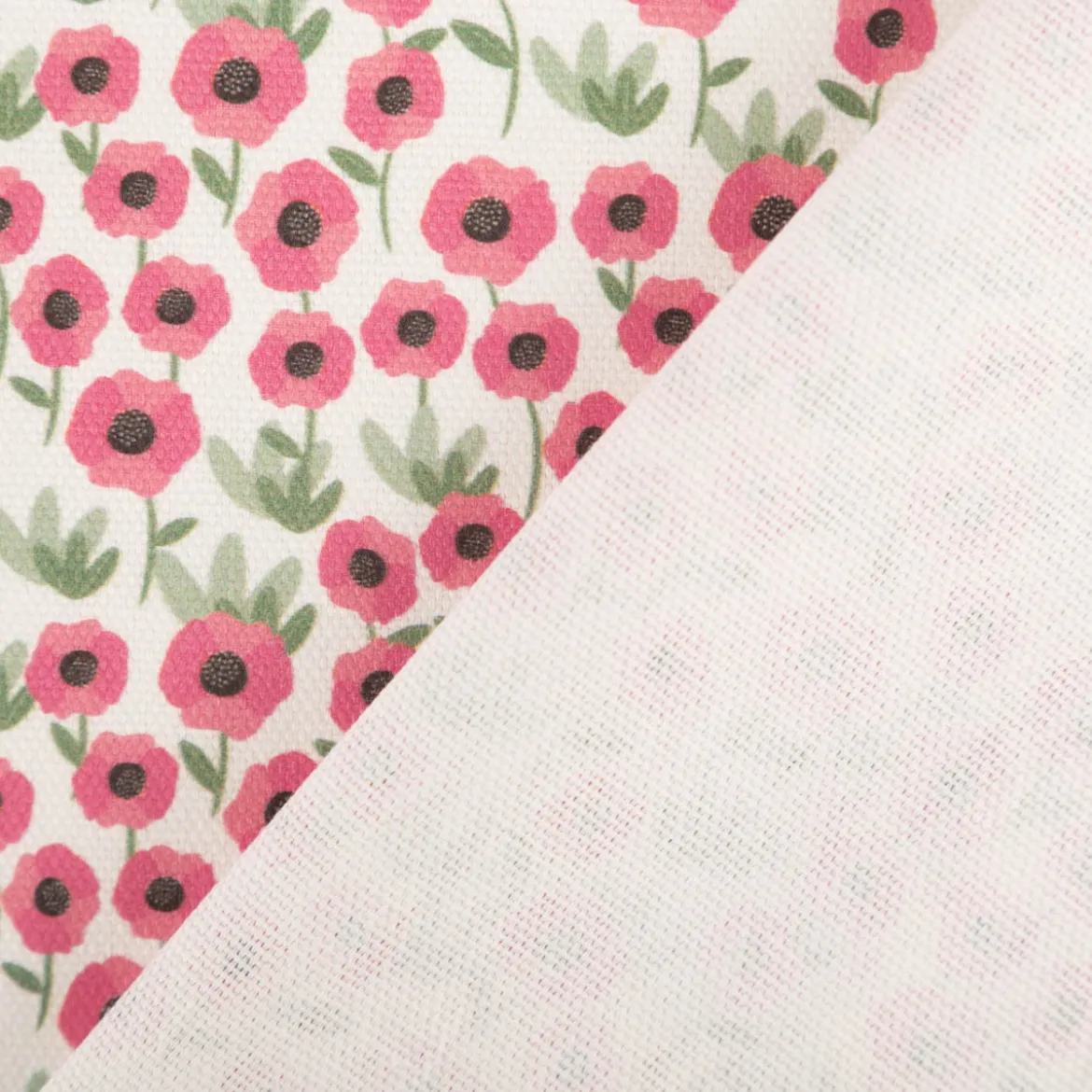 Baumwollstoff Dekostoff Halbpanama Digitaldruck Mini Blume weiß pink 1,40m Breite