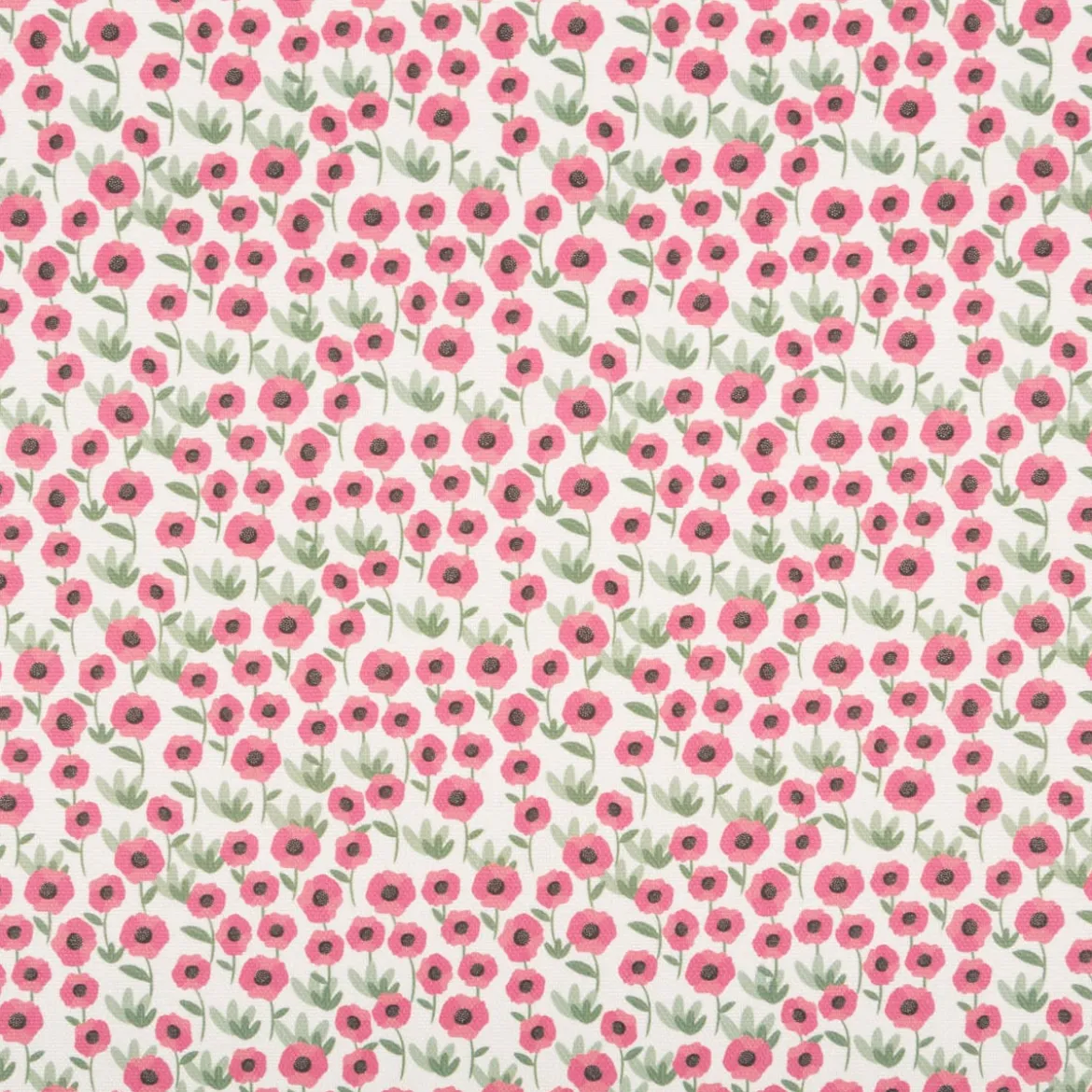 Baumwollstoff Dekostoff Halbpanama Digitaldruck Mini Blume weiß pink 1,40m Breite