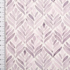 Baumwollstoff Dekostoff Halbpanama Digitaldruck Aquarell Ornamente weiß lila 1,40m Breite