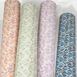 Baumwollstoff Dekostoff Halbpanama Digitaldruck Aquarell Ornamente weiß lila 1,40m Breite