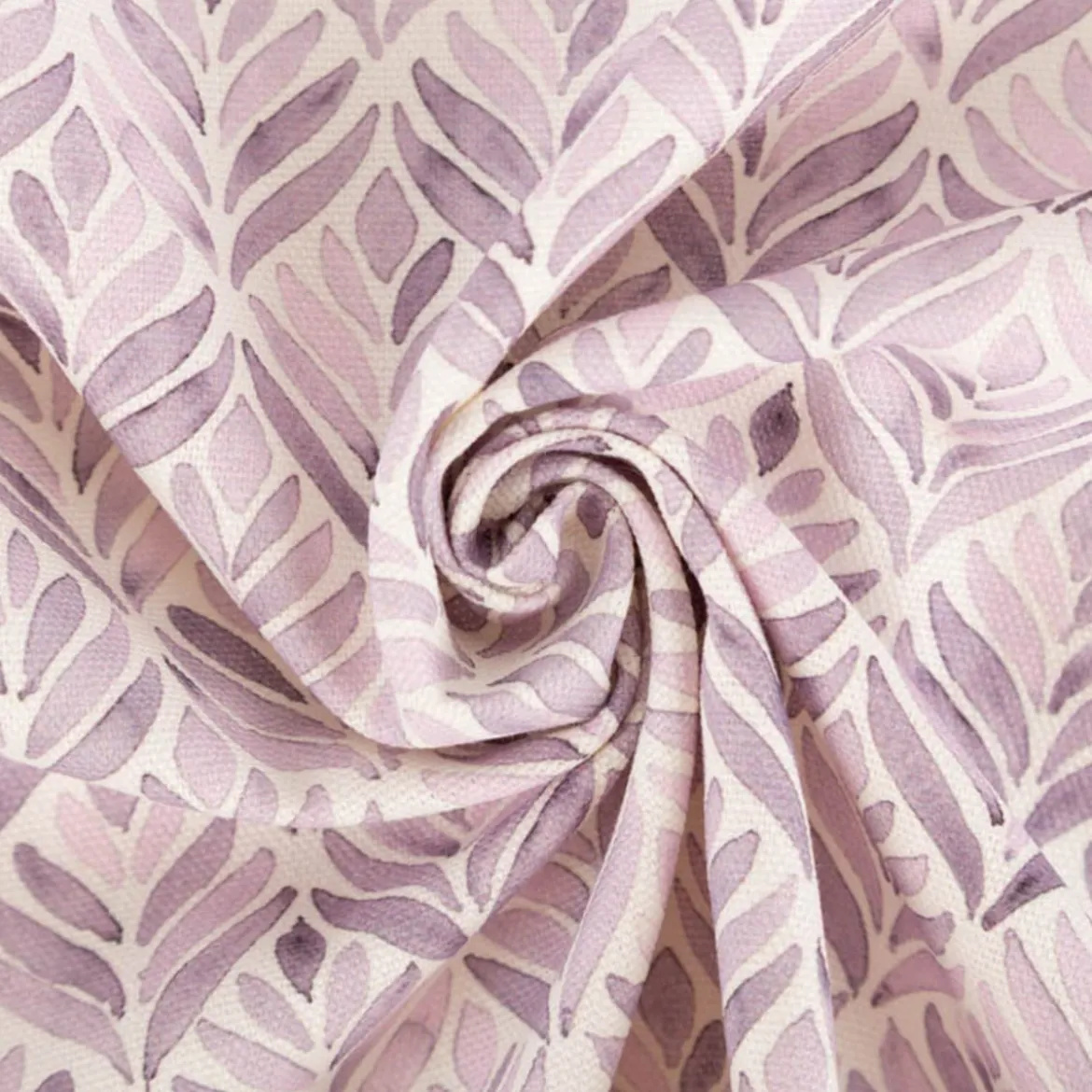 Baumwollstoff Dekostoff Halbpanama Digitaldruck Aquarell Ornamente weiß lila 1,40m Breite