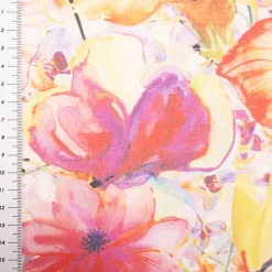 Baumwollstoff Dekostoff Halbpanama Exotik Blumen bunt 1,40m Breite