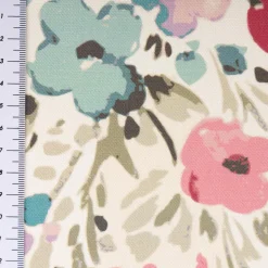 Baumwollstoff Dekostoff Halbpanama Digitaldruck Aquarell Blüten weiß rosa blau 1,40m Breite