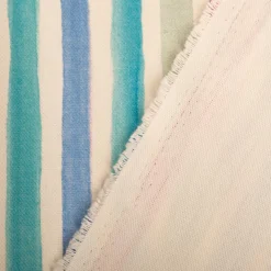 Baumwollstoff Dekostoff Halbpanama Digitaldruck Streifen weiß blau pink gelb 1,40m Breite