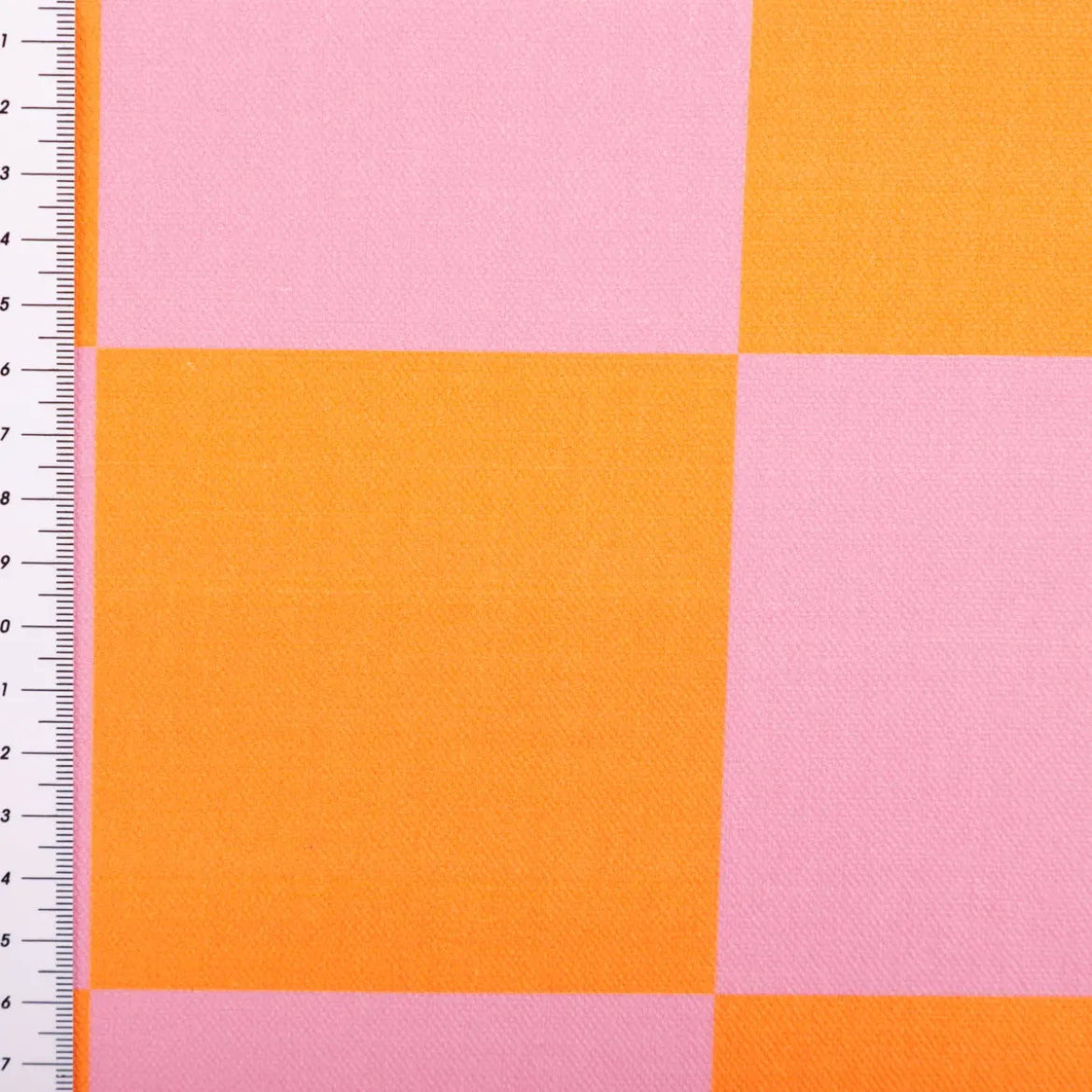 Baumwollstoff Dekostoff Halbpanama Digitaldruck Karo 10x10cm pink orange 1,40m Breite