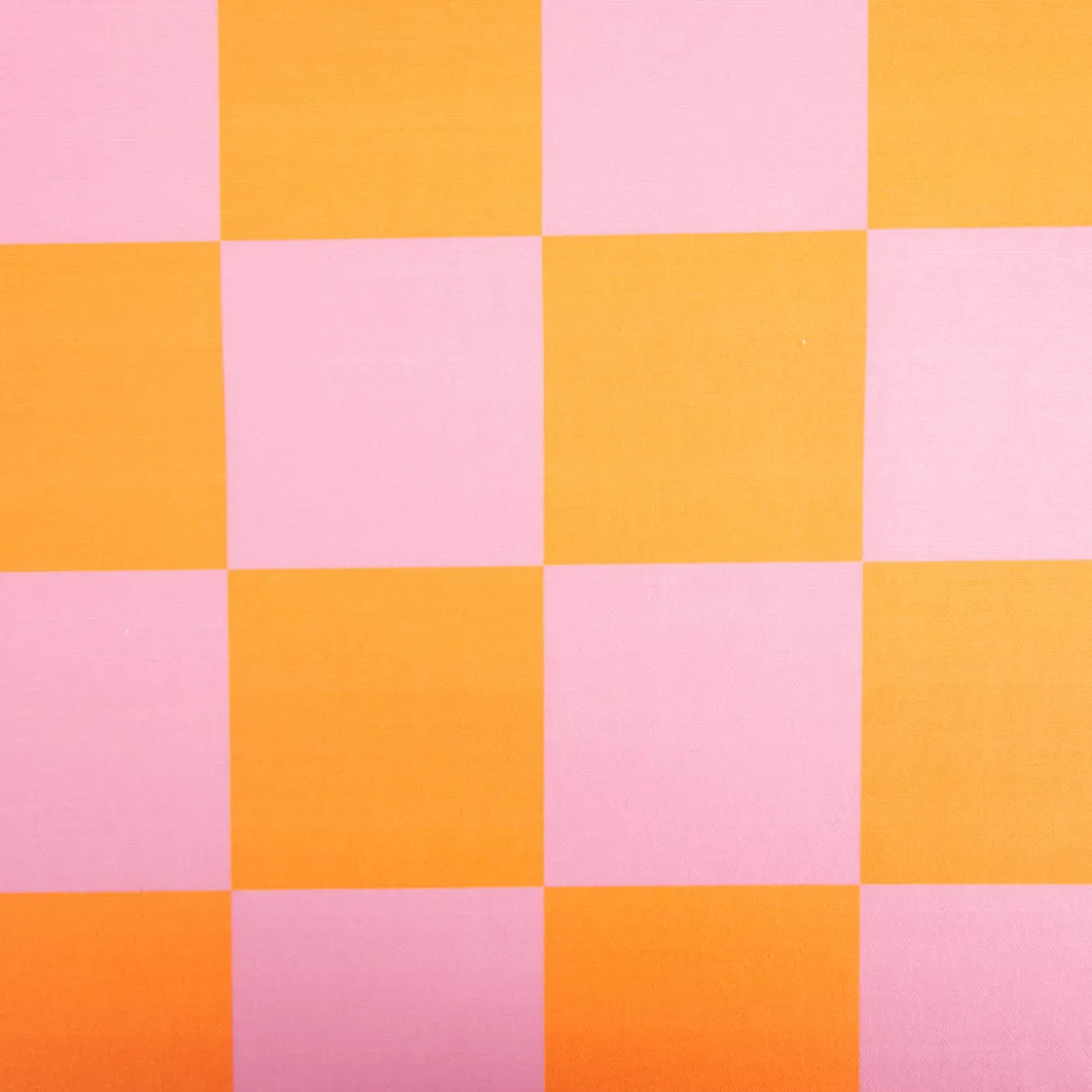 Baumwollstoff Dekostoff Halbpanama Digitaldruck Karo 10x10cm pink orange 1,40m Breite