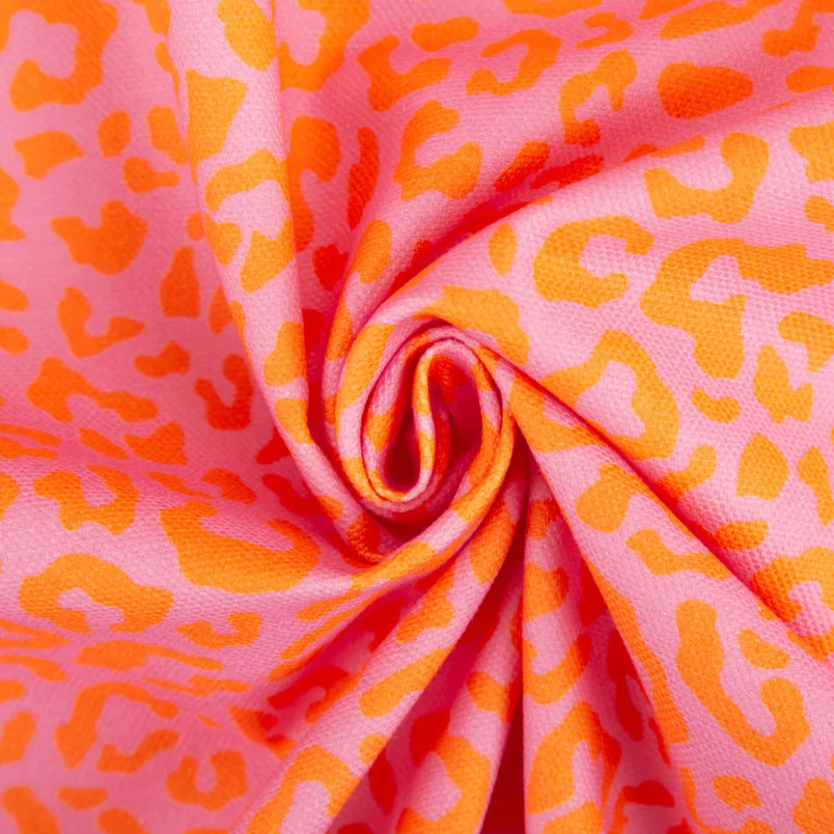 Baumwollstoff Dekostoff Halbpanama Digitaldruck Leo pink orange 1,40m Breite