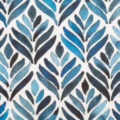 Baumwollstoff Dekostoff Halbpanama Digitaldruck Aquarell Ornamente weiß blau 1,40m Breite