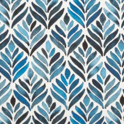 Baumwollstoff Dekostoff Halbpanama Digitaldruck Aquarell Ornamente weiß blau 1,40m Breite