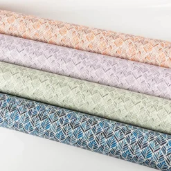 Baumwollstoff Dekostoff Halbpanama Digitaldruck Aquarell Ornamente weiß blau 1,40m Breite