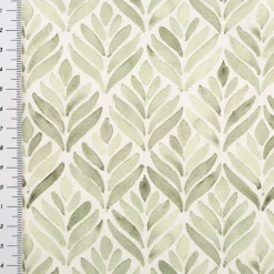 Baumwollstoff Dekostoff Halbpanama Digitaldruck Aquarell Ornamente weiß grün 1,40m Breite