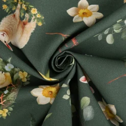 Baumwollstoff Dekostoff Ostern Digitaldruck Bohemian Easter Mood Küken Lamm grün 1,4m Breite