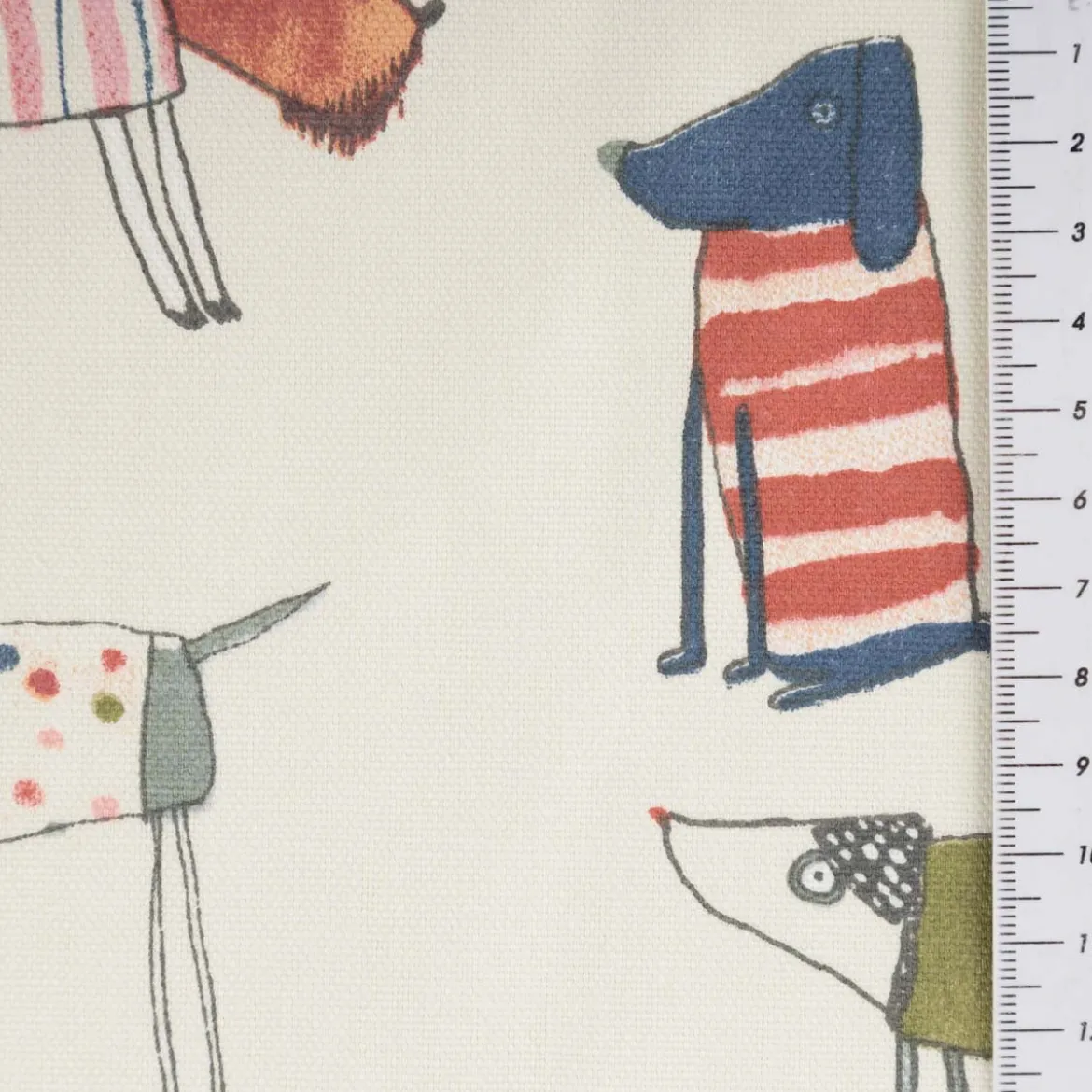 Baumwollstoff Dekostoff Panama Toto Hunde beige bunt 137cm Breite von Prestigious Textiles