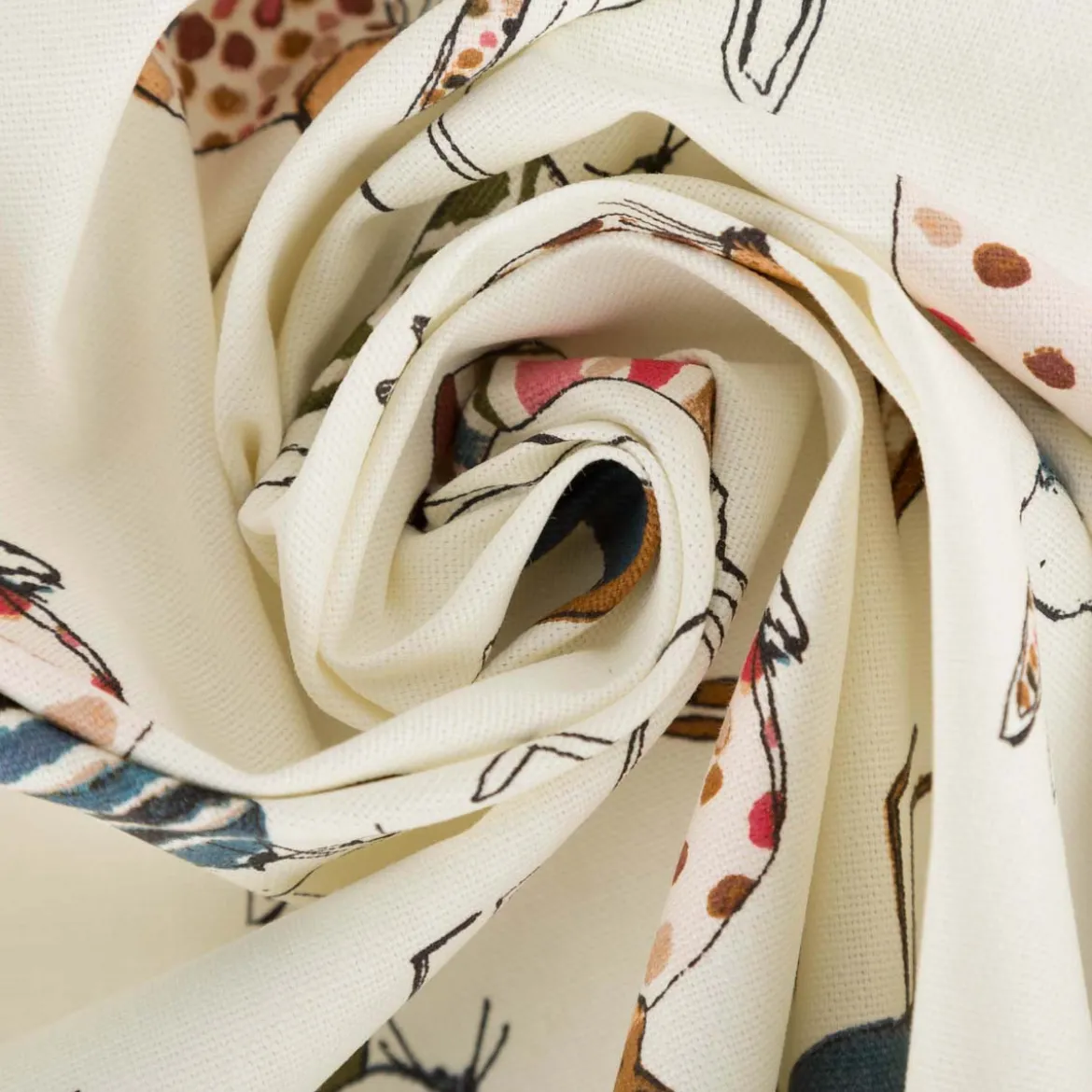 Baumwollstoff Dekostoff Panama Hop Hasen beige bunt 137cm Breite von Prestigious Textiles