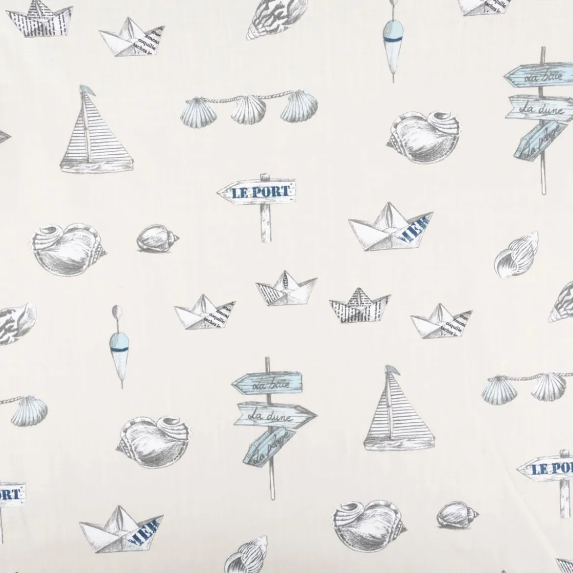 Baumwollstoff Dekostoff Panama Leinenstruktur Petitbateau Maritim natur 1,60m Breite
