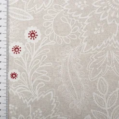 Baumwollstoff Dekostoff polsterfähig Allover Blumenornamente natur weiß rot 155cm Breite