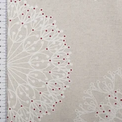 Baumwollstoff Dekostoff polsterfähig Ornamente natur weiß rot 155cm Breite
