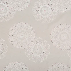 Baumwollstoff Dekostoff polsterfähig Ornamente natur weiß rot 155cm Breite
