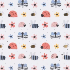Baumwollstoff Digitaldruck Patchworkstoff Schmetterlinge Bienen Marienkäfer Blumen weiß bunt 1,40m Breite