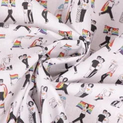 Baumwollstoff Digitaldruck Patchworkstoff Love is Love LGBTQ weiß bunt 1,40m Breite