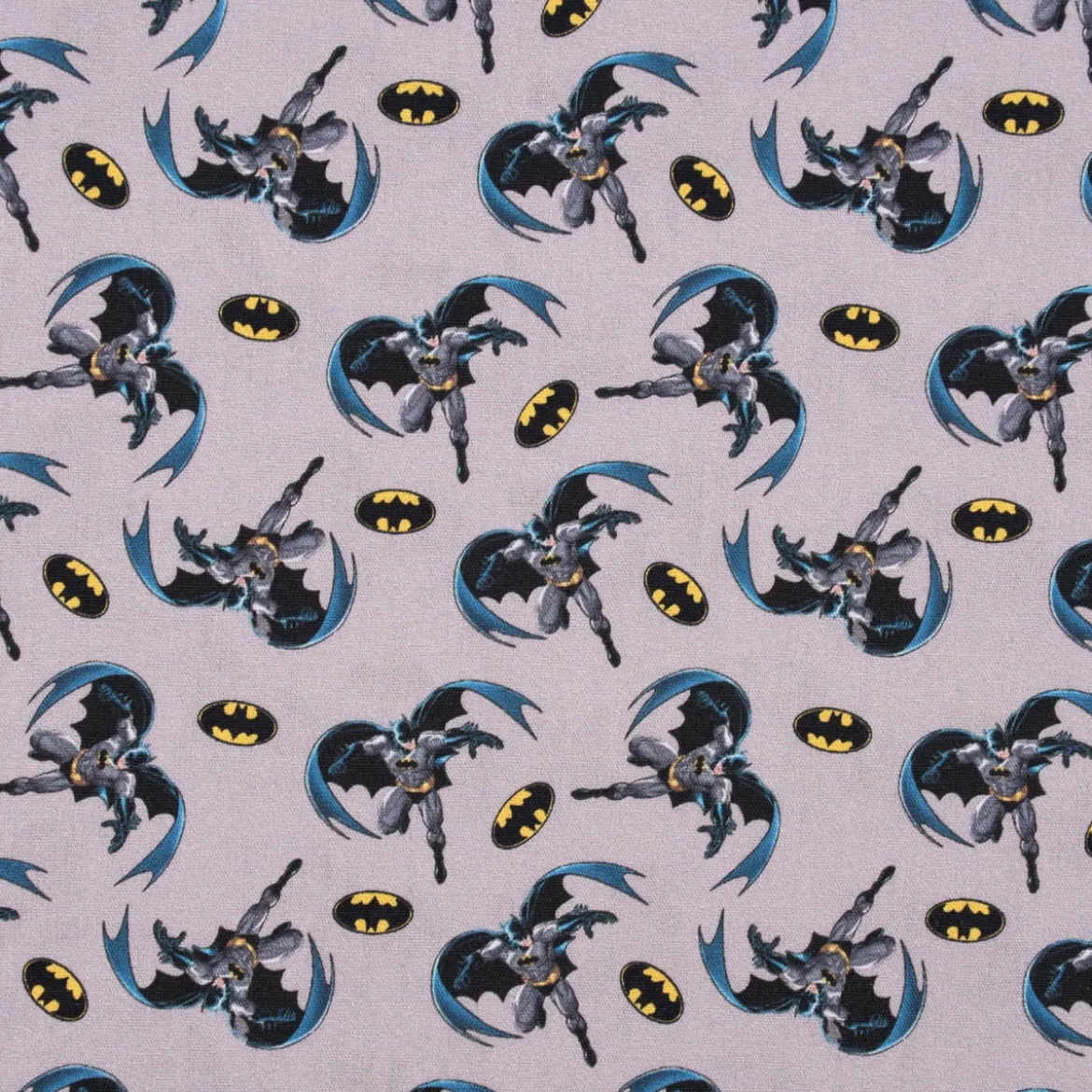 Baumwollstoff Digitaldruck Batman© grau schwarz blau gelb 1,5m Breite