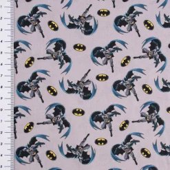 Baumwollstoff Digitaldruck Batman© grau schwarz blau gelb 1,5m Breite