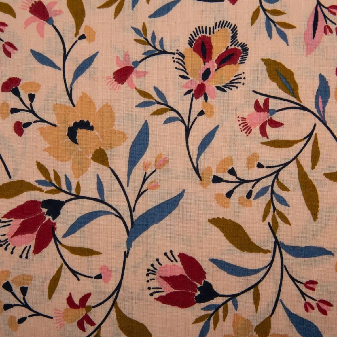 Baumwollstoff Evelyne floral pfirsich 1,47m Breite