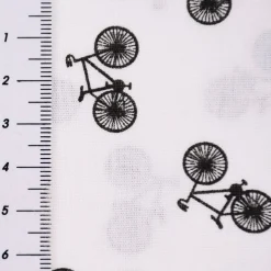Baumwollstoff Fahrrad Bike weiß schwarz 1,6m Breite