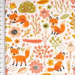Baumwollstoff Füchse Foxy weiß orange 1,40m Breite