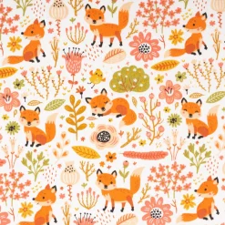 Baumwollstoff Füchse Foxy weiß orange 1,40m Breite