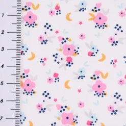 Baumwollstoff FLEDI Blümchen Sterne Mond weiß rosa blau ocker 1,50m Breite